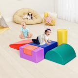 NNECW 6 Pieces Indoor Climb and Crawl Activity Playset  for Kids-Red