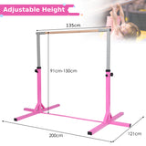 NNECW Adjustable 90CM-150CM Gymnastics Training Bar with Non-slipping Rubber Pads and Beech Wood Bar for Kids