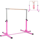 NNECW Adjustable 90CM-150CM Gymnastics Training Bar with Non-slipping Rubber Pads and Beech Wood Bar for Kids