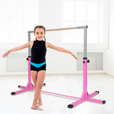 NNECW Adjustable 90CM-150CM Gymnastics Training Bar with Non-slipping Rubber Pads and Beech Wood Bar for Kids