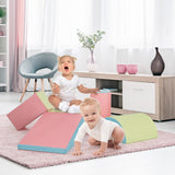 NNECW 5 Pieces Kids Climb Crawl Activity Play Set with Safe Foam Blocks-Pink