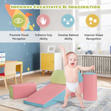 NNECW 5 Pieces Kids Climb Crawl Activity Play Set with Safe Foam Blocks-Pink