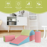 NNECW 5 Pieces Kids Climb Crawl Activity Play Set with Safe Foam Blocks-Pink