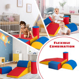 NNECW 5 Pieces Kids Climb Crawl Activity Play Set with Safe Foam Blocks-Red
