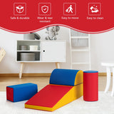 NNECW 5 Pieces Kids Climb Crawl Activity Play Set with Safe Foam Blocks-Red