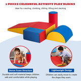 NNECW 5 Pieces Kids Climb Crawl Activity Play Set with Safe Foam Blocks-Red
