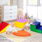 NNECW 4-Piece Kids Climb Crawl Playset for Kindergarten-Orange