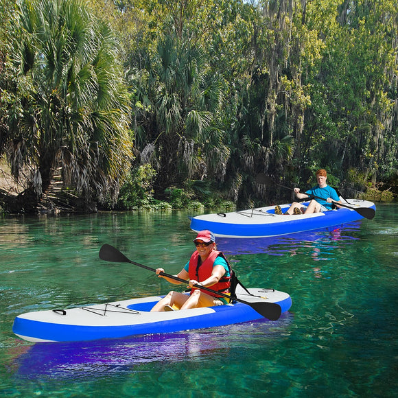 NNECW Inflatable Kayak with Adjustable Aluminum Oars for 1 Person-Blue