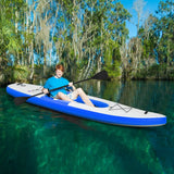 NNECW Inflatable Kayak with Adjustable Aluminum Oars for 1 Person-Blue