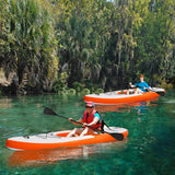 NNECW Inflatable Kayak with Adjustable Aluminum Oars for 1 Person-Orange