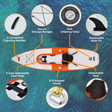 NNECW Inflatable Kayak with Adjustable Aluminum Oars for 1 Person-Orange
