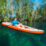 NNECW Inflatable Kayak with Adjustable Aluminum Oars for 1 Person-Orange