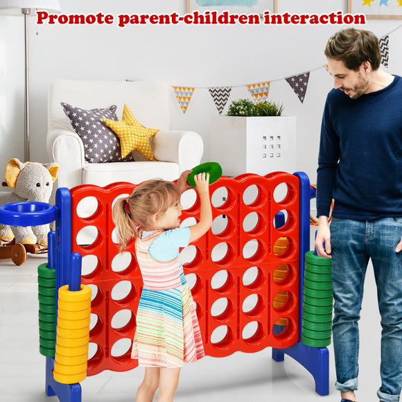 NNECW Premium Plastic Jumbo Connect 4 Game with 42 Jumbo Rings-Blue