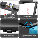 NNECW Folding Electric Treadmill with 12 Preset Programs for Home-Navy