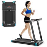 NNECW Folding Electric Treadmill with 12 Preset Programs for Home-Navy