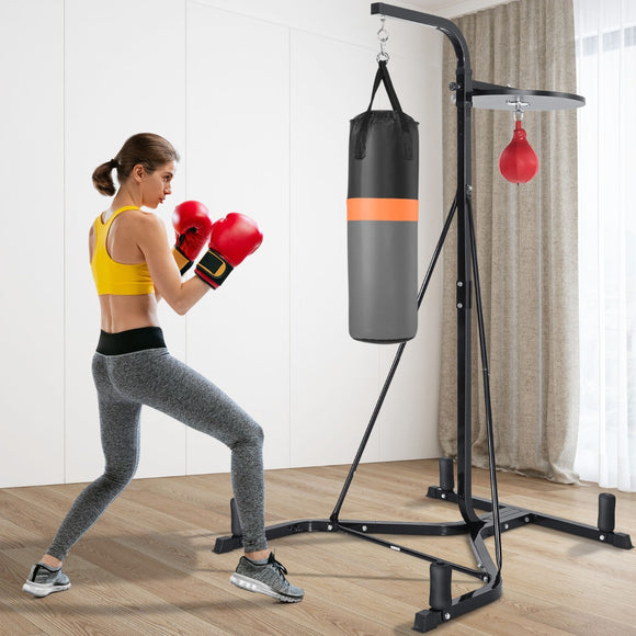 NNECW Heavy Bag Stand with Heavy Bag and Adjustable Speed Bag