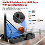 NNECW 130-350cm Height Adjustable Basketball Hoop with 2 Nets