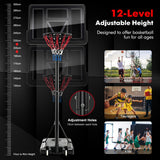 NNECW 130-350cm Height Adjustable Basketball Hoop with 2 Nets