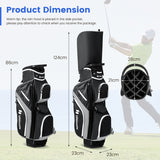 NNECW Golf Cart Bag with 14 Way Top Dividers 9 Pockets and Cooler Bag-Black