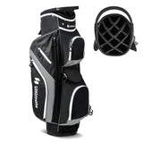 NNECW Golf Cart Bag with 14 Way Top Dividers 9 Pockets and Cooler Bag-Black