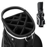 NNECW Golf Cart Bag with 14 Way Top Dividers 9 Pockets and Cooler Bag-Black