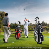 NNECW Golf Cart Bag with 14 Way Top Dividers 9 Pockets and Cooler Bag-Black