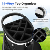 NNECW Golf Cart Bag with 14 Way Top Dividers 9 Pockets and Cooler Bag-Black