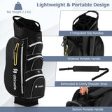 NNECW Golf Cart Bag with 15 Way Top Dividers Including Individual Putter Well-Black