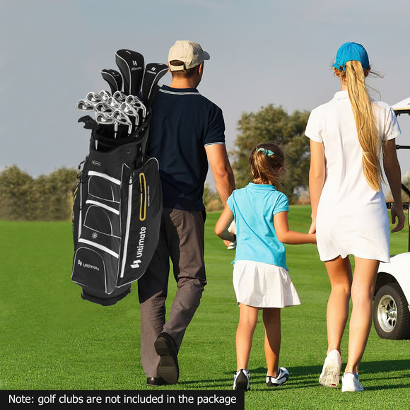 NNECW Golf Cart Bag with 15 Way Top Dividers Including Individual Putter Well-Black