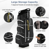 NNECW Golf Cart Bag with 15 Way Top Dividers Including Individual Putter Well-Black