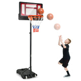 NNECW 132-251cm Weather-resistance Kids Basketball Hoop with Ball Storage