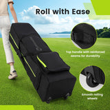 NNECW Soft-Sided 600D Oxford Golf Travel Bag with Wheels & Pocket