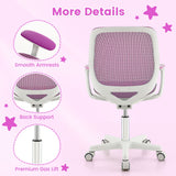 NNECW Kids Swivel Mesh Children Computer Chair with Adjustable Height-purple