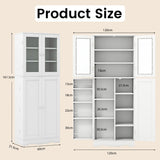 NNECW Tall Buffet Sideboard with Dual Tempered Glass Doors and Shelves-White