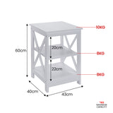 NNEDPE Orson 2-Tier Bedside Table - White