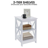 NNEDPE Orson 2-Tier Bedside Table - White