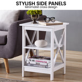 NNEDPE Orson 2-Tier Bedside Table - White