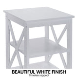 NNEDPE Orson 2-Tier Bedside Table - White