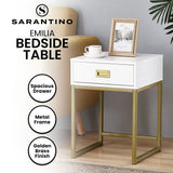 NNEDPE Emilia Bedside Table Night Stand - White/Gold