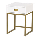 NNEDPE Emilia Bedside Table Night Stand - White/Gold