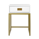 NNEDPE Emilia Bedside Table Night Stand - White/Gold