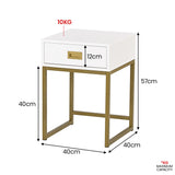 NNEDPE Emilia Bedside Table Night Stand - White/Gold