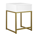 NNEDPE Emilia Bedside Table Night Stand - White/Gold