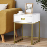 NNEDPE Emilia Bedside Table Night Stand - White/Gold