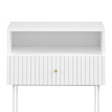 NNEDPE Cecil Slender Fluted Bedside Table - White