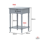 NNEDPE Esther Bedside Table with Drawer - Grey