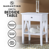 NNEDPE Greta Bedside Table with Drawer - White
