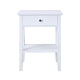 NNEDPE Greta Bedside Table with Drawer - White