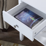 NNEDPE Greta Bedside Table with Drawer - White