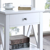 NNEDPE Greta Bedside Table with Drawer - White